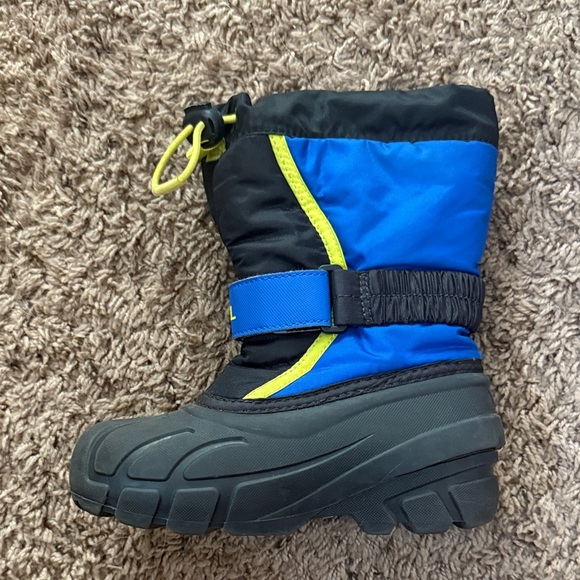 Sorel Kids' Black and Blue Snow Boots with Yellow Accents - Picture 3 of 8
